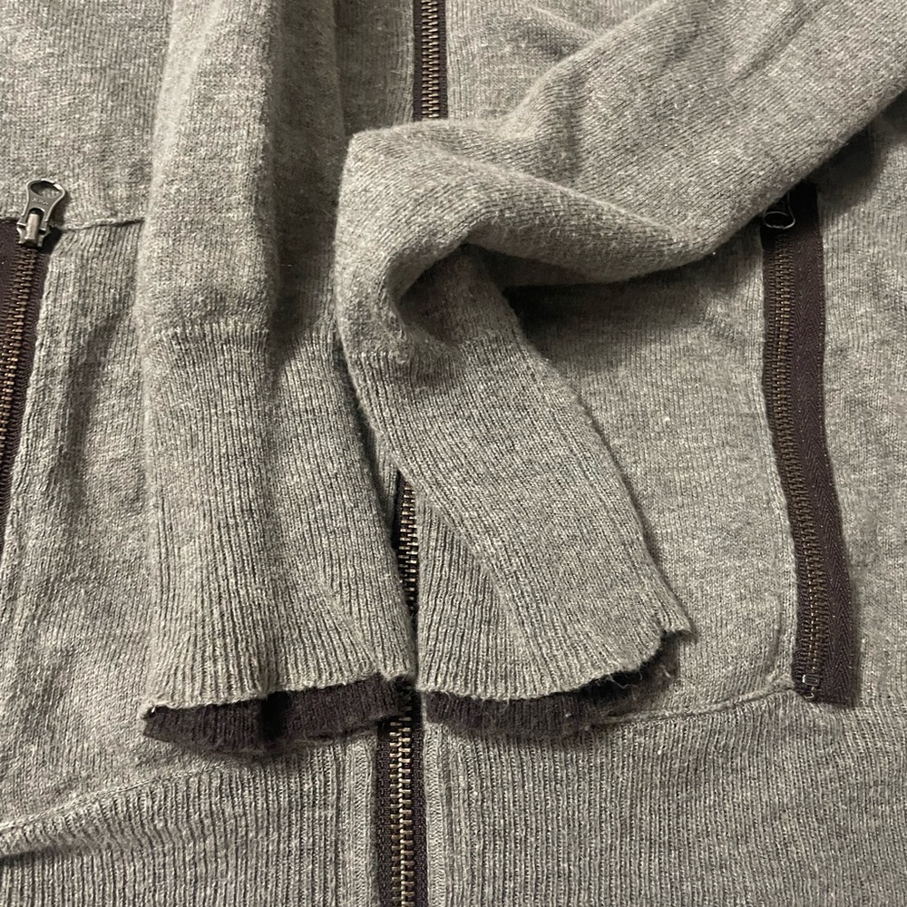 Laurie B. Full Zip Cotton Wool Cashmere Reversible Hoodie Sweater Brown Gray - Picture 10 of 15